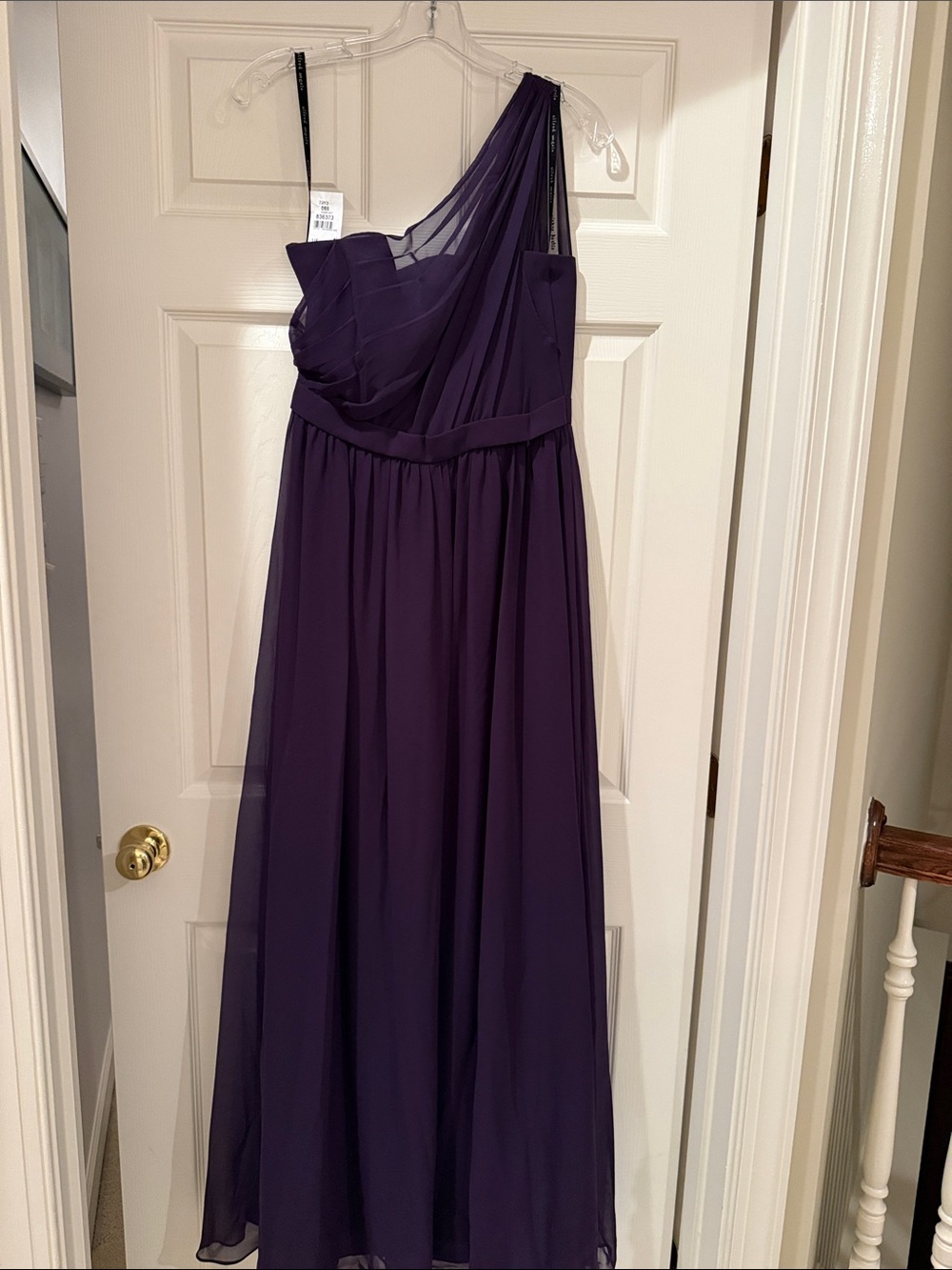 Alfred Angelo One-Shoulder Chiffon Gown in Deep Purple